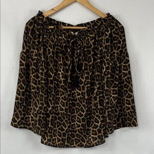 Michael Kors Leopard Print Off-Shoulder Blouse - Size XS